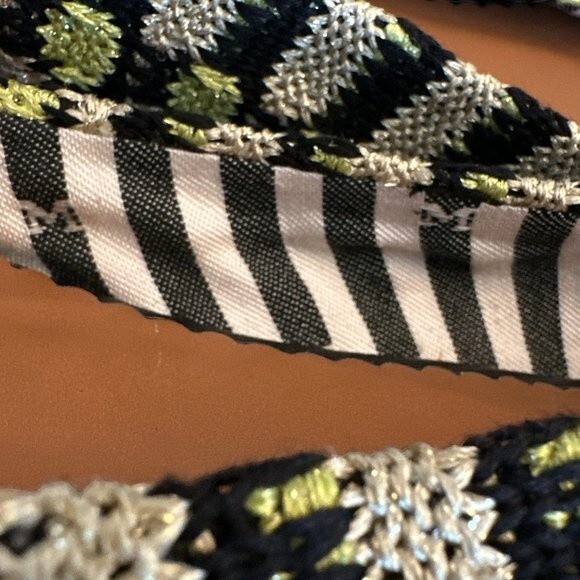 MISSONI Ballet Flats Metallic Knit Black Green Gold US Sz 6 Zigzag Slip On Shoes - Picture 9 of 13